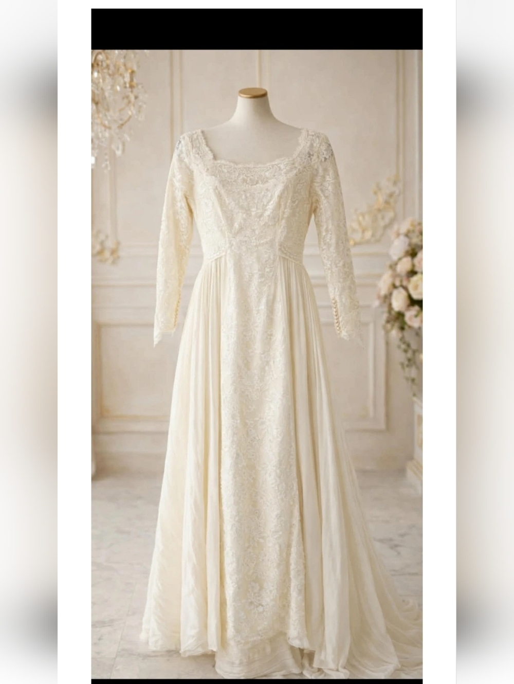 1970s William Cahill California Wedding Dress XS/sz 2 Empire Waist Lace *read*